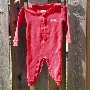 ADORABLE BROCK UNIVERSITY Baby Onesie with Butt Flap Size 24 Months RED